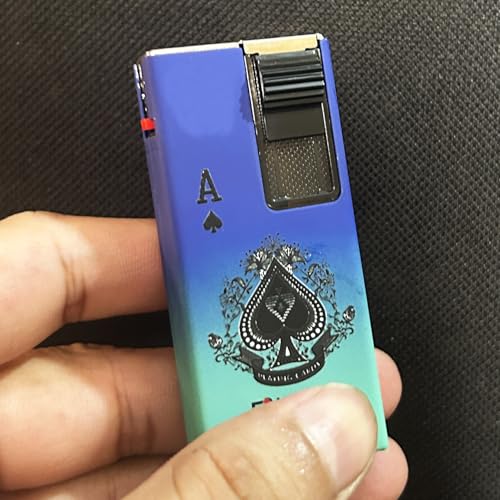 Image of Windproof Jet Flame Refillable Slide Button Cigarette Lighter Pocket Lighter (Blue-Green)