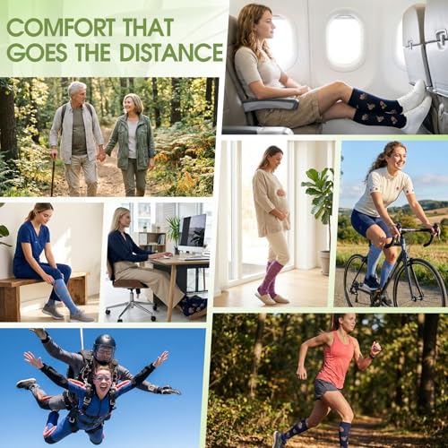 Image of LEVSOX Wide Calf Compression Socks for Women&Men Plus Size 15-20mmHg Knee High Large Support Stockings for Circulation
