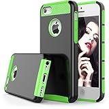 iPhone 5C Case, Rhidon Slim Shockproof Armor Case fit for iPhone 5C Hard Rugged Ultra Protective Back Rubber Cover with Dual Layer Impact Protection for iPhone 5C (Black Green)