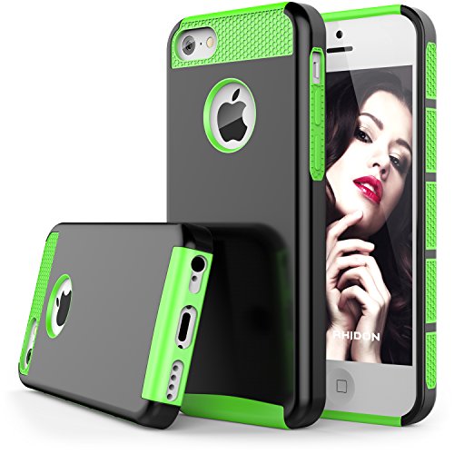 iPhone 5C Case, Rhidon Slim Shockproof Armor Case fit for iPhone 5C Hard Rugged Ultra Protective Back Rubber Cover with Dual Layer Impact Protection for iPhone 5C (Black Green)