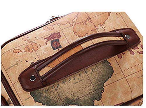 Womens Pu Leather Cosmetic Case Map Print Zipper Hard Makeup Case Toiletry Bag Train Case - Large #TOP3