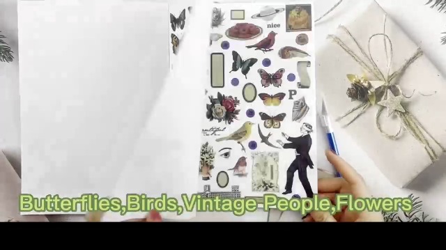 60 Adesivi PET Olografici Per Scrapbooking - Tema Ragazza Letteraria Con Album Organizer - 6