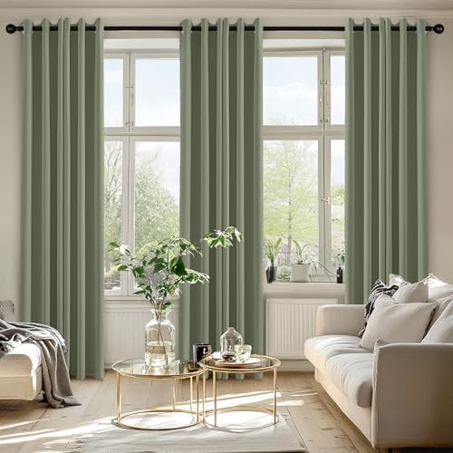 Image of MIULEE Blackout Curtains for Bedroom Living Room 2 Panels, Thermal Insulated Room Darkening Drapes Grommet Noise Reducing Light Blocking Window Treatments 84 Inches Long 40x84 Inch Sage