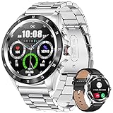 LIGE Smartwatch Herren Bluetooth-Anrufen Armbanduhr Fitness Aktivitäts Tracker mit Herzfrequenz-Blutdruckmessgerät IP67 Wasserdicht Edelstahl Männer Intelligente Uhr für Android iOS