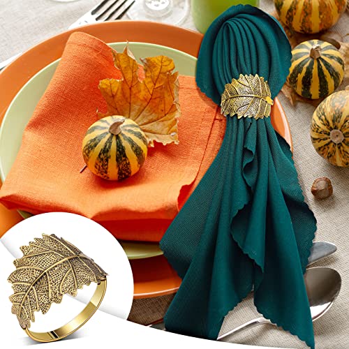 Skyley 24 Pcs Thanksgiving Halloween Napkin Rings Fall Leaf Napkin Rings Pumpkin Rings For Napkins Dinner Tables Rings For Home Autumn Wedding Holiday Dinner Party Decoration, Classical Colors #TOP3