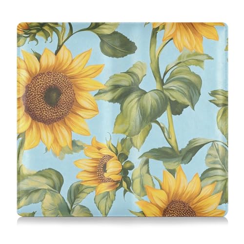 GuoChe Pu Leather Car Registration & Insurance Card Holder Men Women Truck Accessories for Cards, Essential Document Driver License Sunflower Blue Pattern