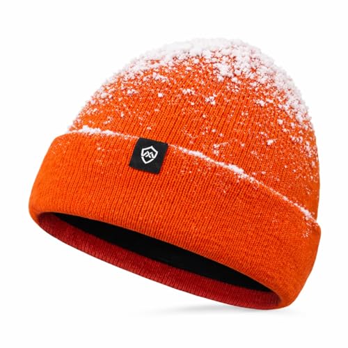 DexShell - DexShell Waterproof Beanie for Men & Women, Windproof Thermal Winter Hat with Fleece Liner, PFOA-Free Membrane Insulated Cuffed Knit Cap for Cold Weather, Blaze Orange One Size (56-58cm)