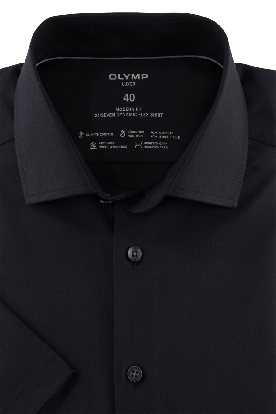 OLYMP Luxor 24/Seven modern fit Hemd Halbarm Twill schwarz