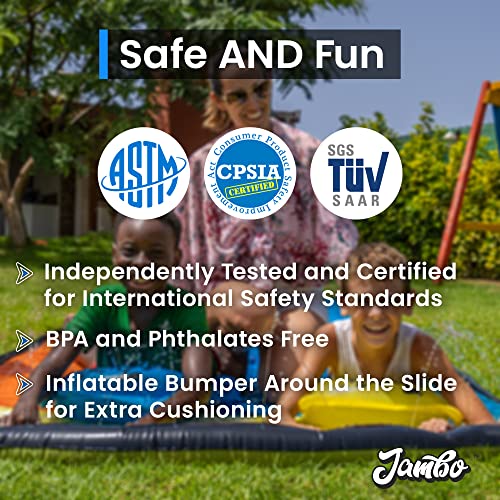 Jambo Xl Premium Slip Splash And Slide With 2 Bodyboards, Heavy Duty Water Slide With Advanced 3-Way Water Sprinkler System, Backyard Waterslide Outdoor Water Toys N Slides For Kids #TOP4
