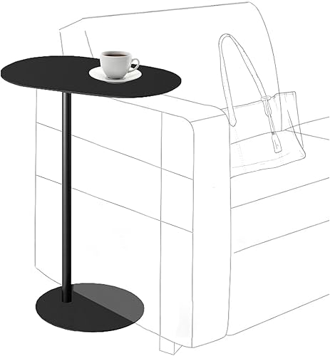Miniatura 9 de Mesa auxiliar moderna de metal en forma de C para sofá, mesa auxiliar delgada para sofá, mesa auxiliar de aperitivos, bandejas de TV para comer en