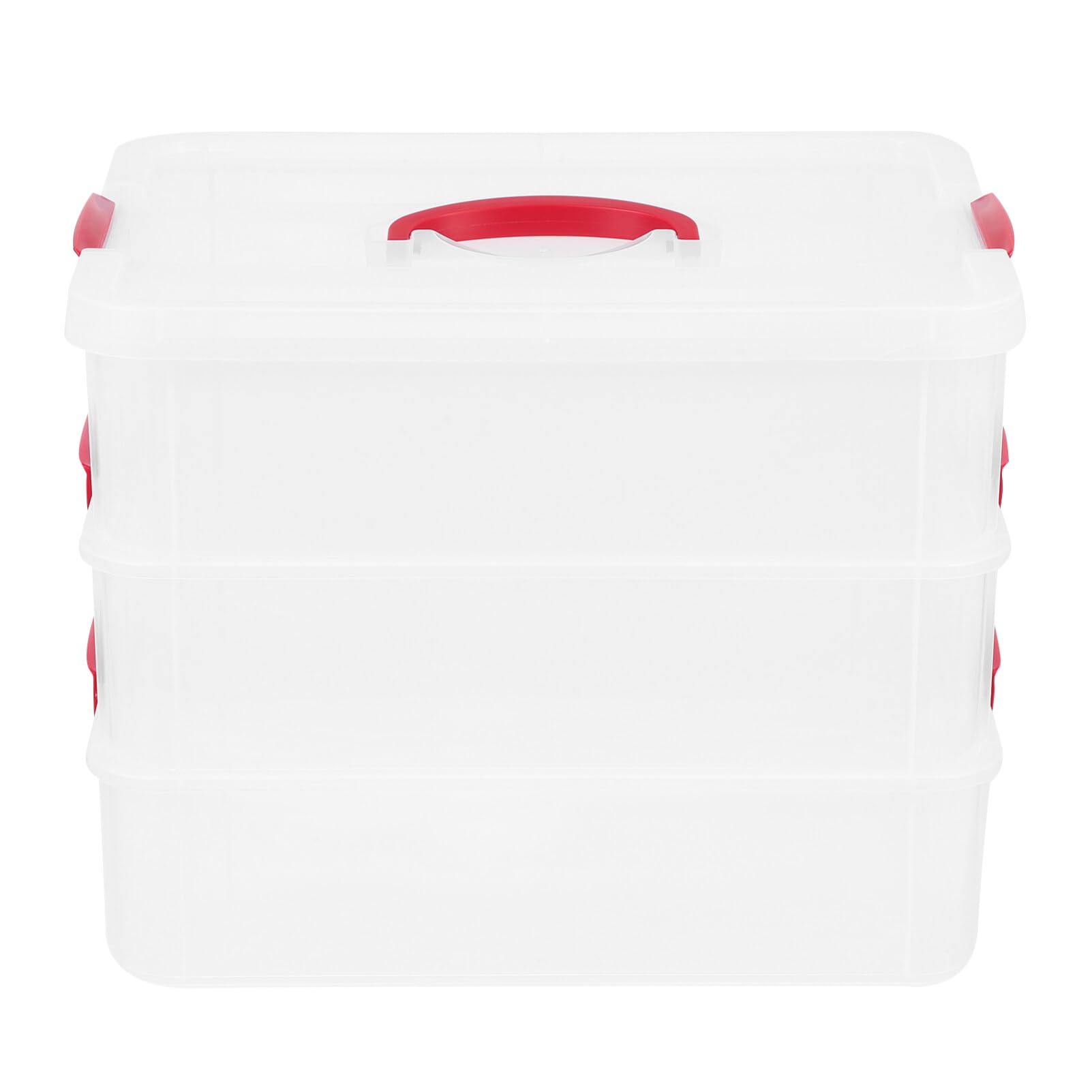 Caja de Almacenamiento Apilable de 3 Niveles, Pp Rojo con Asa