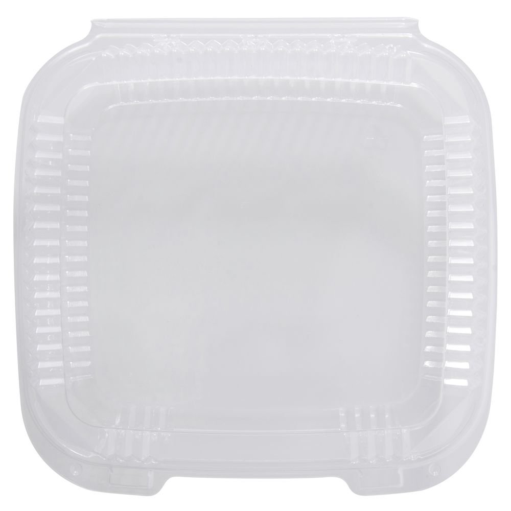 Carryout Clamshell Container Medium Clear Polystyrene Hinged - 8 3/16 L x 8 5/8 W x 2 7/8 H 200 per Case