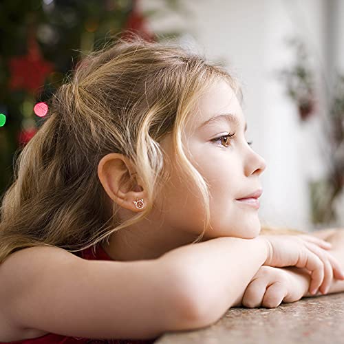 Unicorns Gifts For Girls, S925 Sterling Silver Post Rose Gold Plated Letter A Initial Stud Earrings Cubic Zirconia Hypoallergenic Unicorn Stud Earrings For Girls Women Unicorn Lovers Jewelry For Kids #TOP2