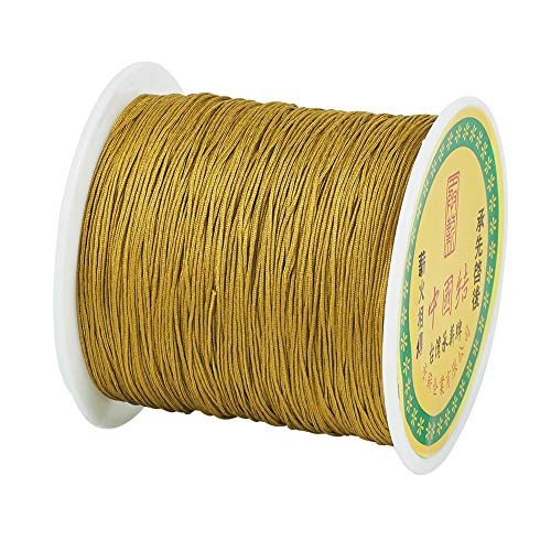 Cheriswelry Cordon en nylon de soie tressé Pour enfilage, nœud chinois, fabrication de bracelets à macramé 137 m x 0,5 mm Doré
