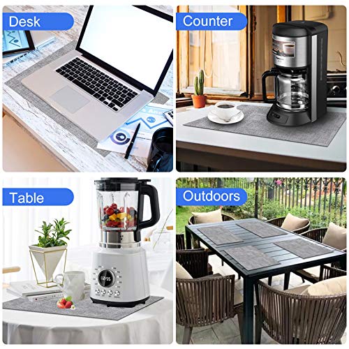 homing Faux Leather Heat Resistant Placemats Set of 6 – Waterproof Wipeable Place Mats for Dining Table, Easy to Clean Kitchen Light Grey Table Mats