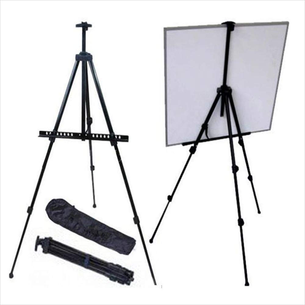 Ritaproshop® Folding Metal Easel 3-Tier Height Stand Portable Sketch Painting Poster Sign Menu with Carrying Bag