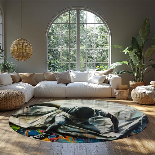Tapis ronds pour salon antidérapant et doux sans perte - 3