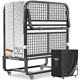KESSER® Klappbett 200x90cm Gästebett inkl. Matratze aus Memory-Schaum & Rollen | faltbares Reisebett mit Metallrahmen für Erwachsene belastbar bis 250kg | Metallbett mit Schaumstoffmatratze & Cover