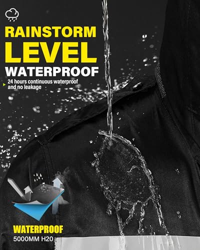 iCreek Raincoat Waterproof Long Rain Jacket Lightweight Rainwear Reflective with Packable Hood for Men Women Adults2