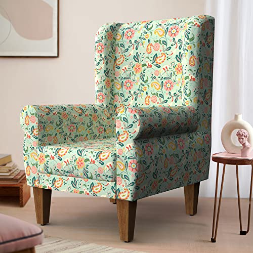 Chumbak Wing Chair, Accent Chair for living Room, Bedroom, Wooden...