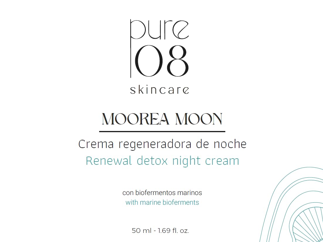 08PURE Skincare Moorea Moorea Moon Nocny krem regenerujący do twarzy z bioofertami morskimi i NovoRetin, do wszystkich rodzajów skóry, 50 ml