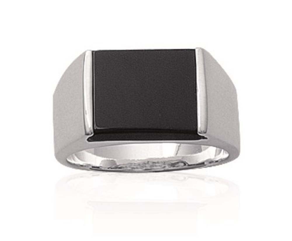 Bague en Argent 925/000 - Chevaliere - Imitiation Onyx - Homme