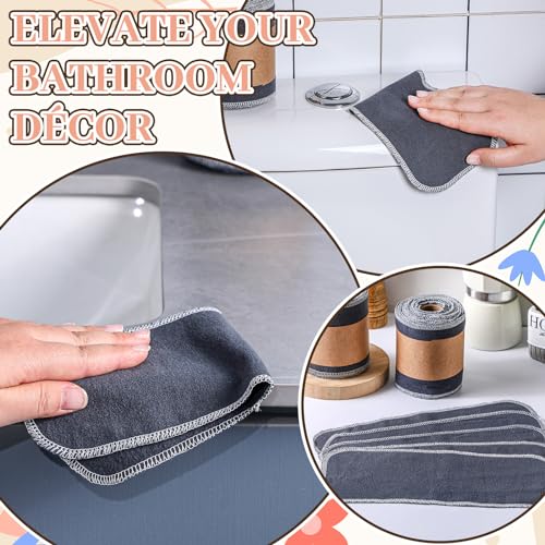 Image of FuWeave 60 Pack Reusable Toilet Paper No Tear Bidet Towels, Gray | Washable 11.8 inch x 4.3 inch Cotton Flannel Family Cloth Wipes with Snaps, Paperless Roll for Bathroom, Travel, Cleaning and Drying