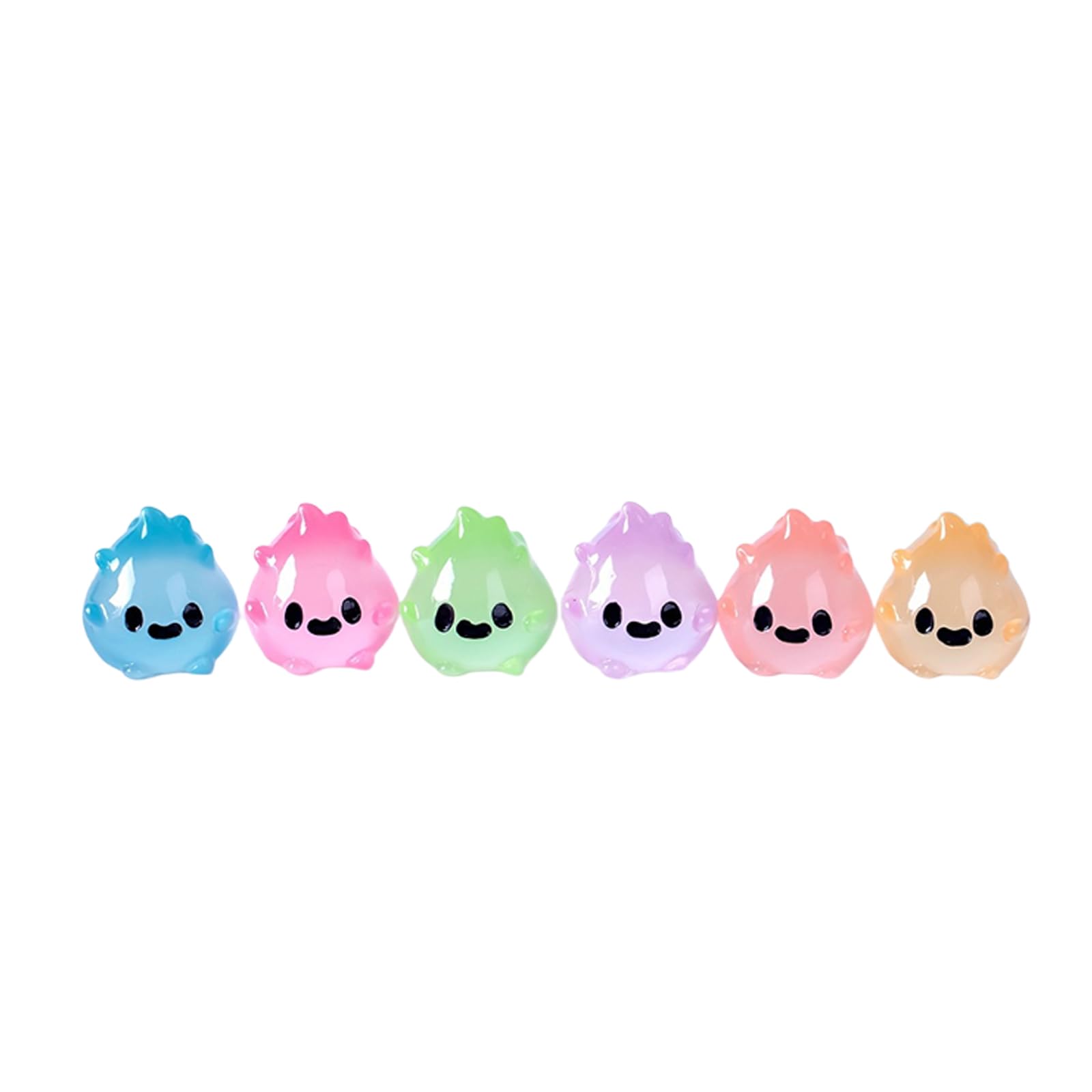 TFAOYS 6Pcs Glowing Halloween Specter Pumpkins Decoration Resin Miniatures Ornament for Desktop Shelf or Party Use Fluorescent Halloween Decorations