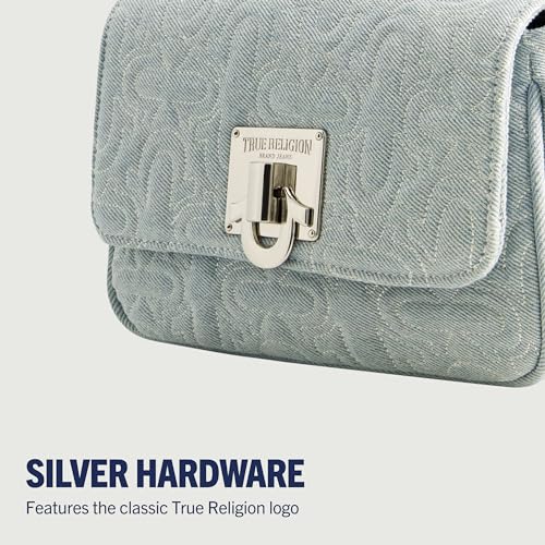 Image of True Religion Women's Crossbody Bag, Quilted Denim Purse Handbag with Adjustable Removable Shoulder Strap