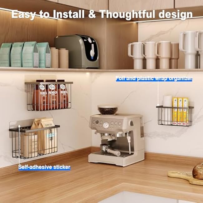 3 Pack Adhesive Cabinet Door Organizer, Lid Organizers Inside Cabinet Food Container/Tumbler Lid Organizer and Storage Cup Lids Holder for Kitchen & Bathroom Wall Mounted(Black)