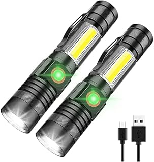 LED Flashlight Rechargeable, 1000 Lumens Super Bright Magnetic Flashlight with COB Work Light, Waterproof, 4 Modes, iToncs Pocket Tactical Flashlights for Outdoor Camping Emergency 2 Pack