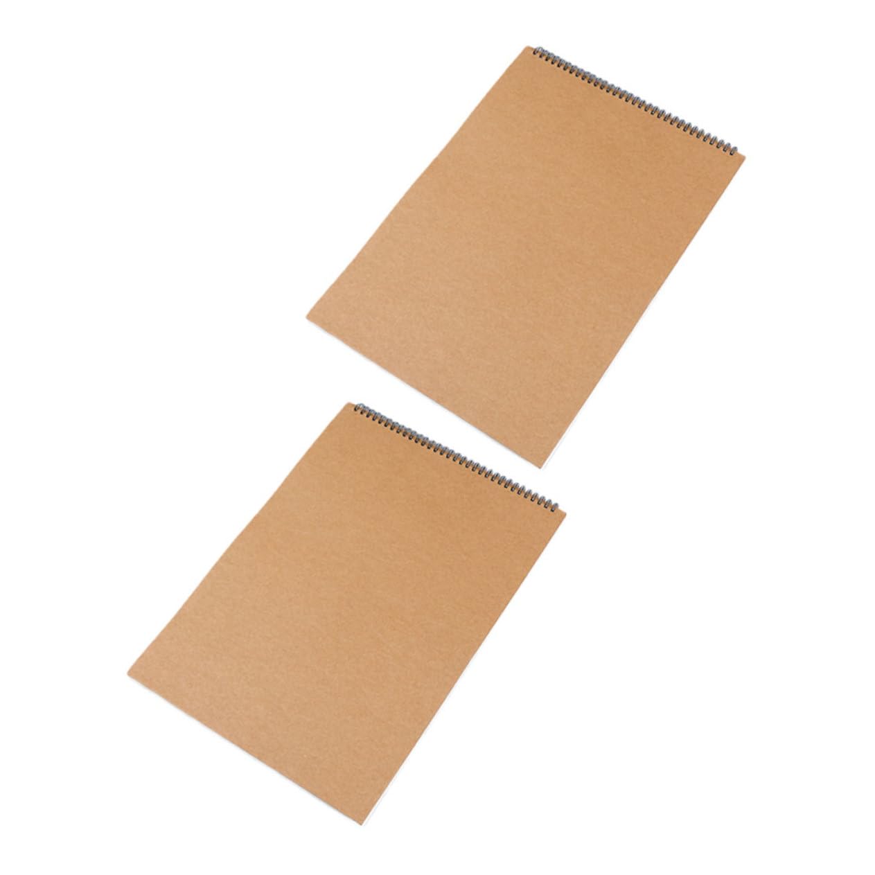 Zeichenblock für Schüler und Künstler 2 Stück mit Spiralbindung Khaki | Papier, Leere Seiten für Skizzen und Zeichnungen, Reißbar, für Reisetagebuch und Kreative Notizen
