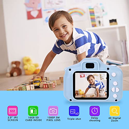 Toys For 4-6 Year Old Boys, Kids Camera Hd Digital Video For Kids, Toddler Rechargeable Camera, Christmas Birthday Gifts Idea For 4 5 6 7 8 Boy By Huwairen (Free 16Gb Memory Card Included) #TOP1