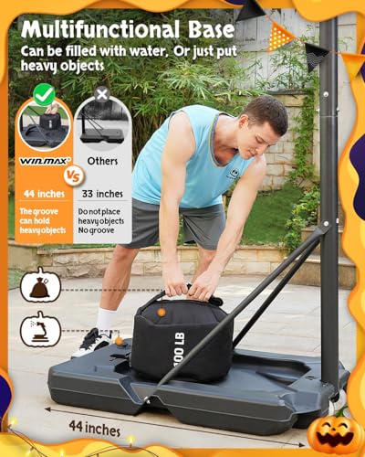 Image of WIN.MAX Basketball Hoop Outdoor 3.3-10ft Adjustable Height, 40inch Backboard with Shatterproof Backboard and Larger Base, Portable Basketball Hoop Goal System Youth /Adults in Backyard /Driveway