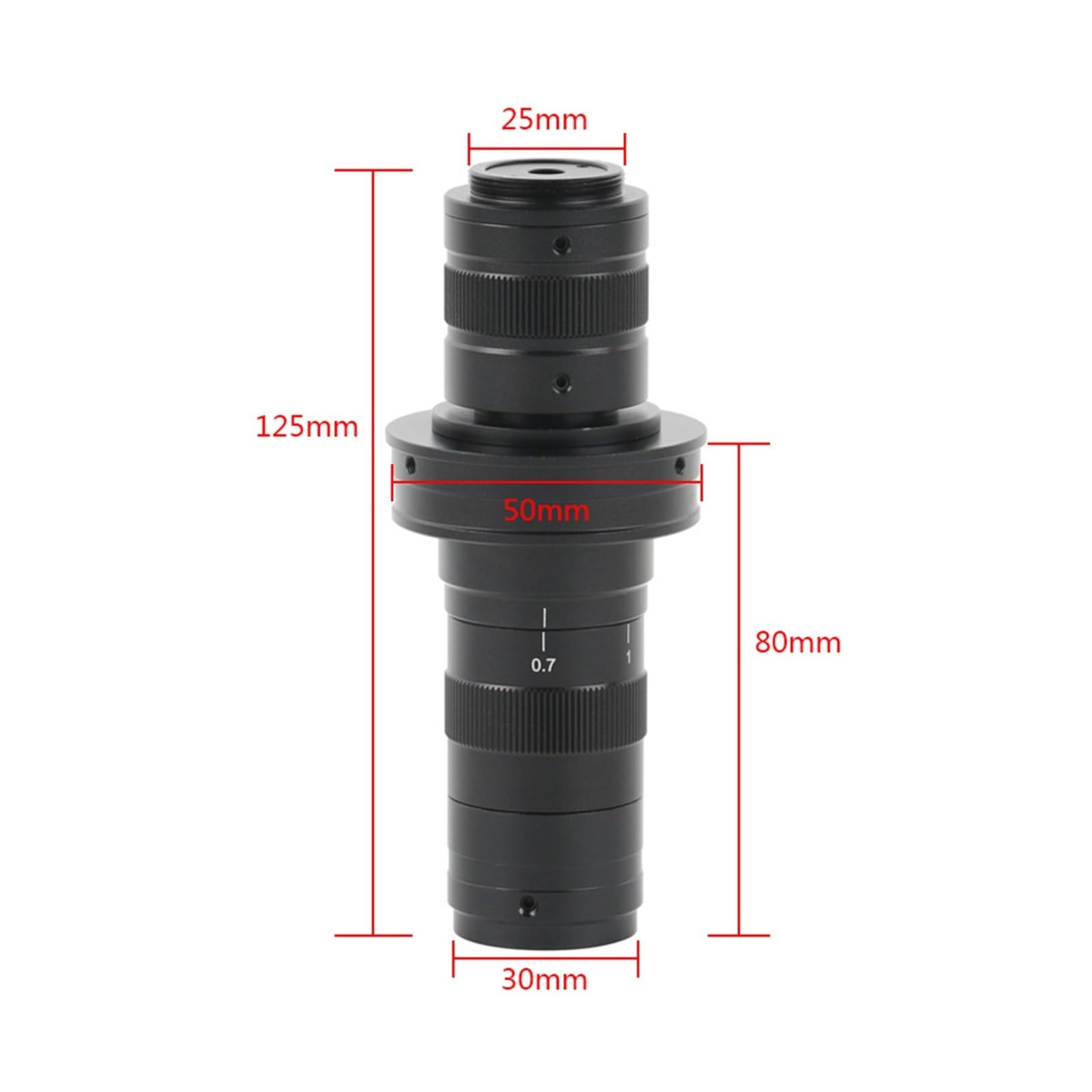 Lente de Microscopio, FHD 0.7X-4.5X Zoom Monocular de Aumento VGA USB Video Microscopio Cámara 169X 225X 253X 338X Lente Montaje en C Ajustable(225X)