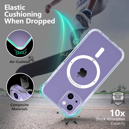 Image of ONES Magnetic Case for iPhone 14 Compatible with MagSafe, Slim Clear Shockproof Cover, [PC + TPU Hybrid] Anti-Yellowing & Anti-Fingerprint iPhone 14 Transparent Case
