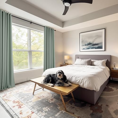 Image of PONY DANCE Sage Green Small Curtains for Bathroom, Black Out Thermal Insulated Short Window Drapes Grommet Room Darkening Half Window Curtains for Studio Dorm Loft(2 Panels, W 42 x L 36 inches)