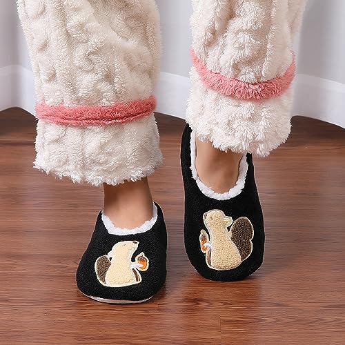 Image of ZYZX Cute Slipper Socks with Grips,Cozy Soft Sole House Slippers for Women | Animal Pattern Warm Safe Non Slip Fleece-lined Fluffy Fuzzy Socks Indoor for Adult,Easy to Wash,Gifts