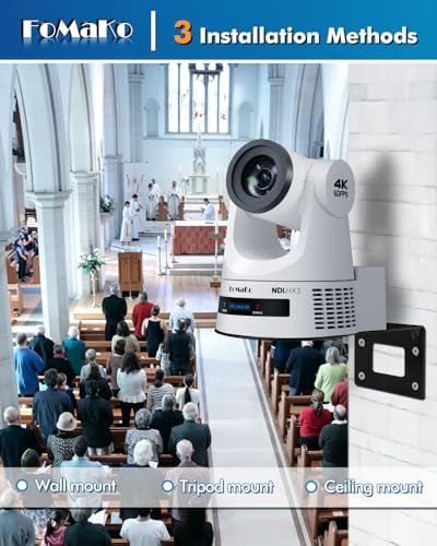 Image of FoMaKo K600NW 4K 60fps NDI PTZ Camera, NDI|HX3 4K 60fps Output,20X Optical Zoom,Gen 3 AI Auto-Tracking, 3G-SDI HDMI NDI USB PoE, for Church Worship & Live Streaming, White