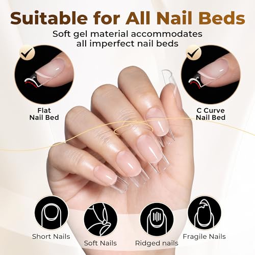 Image of UNA GELLA Square Straight Nail Tips Medium 504PCS Pre Etched Square Gel Nail Tips Full Cover French Style Salon for Women DIY Press On Flase Nails Extension 12 Sizes Acrylic Nails