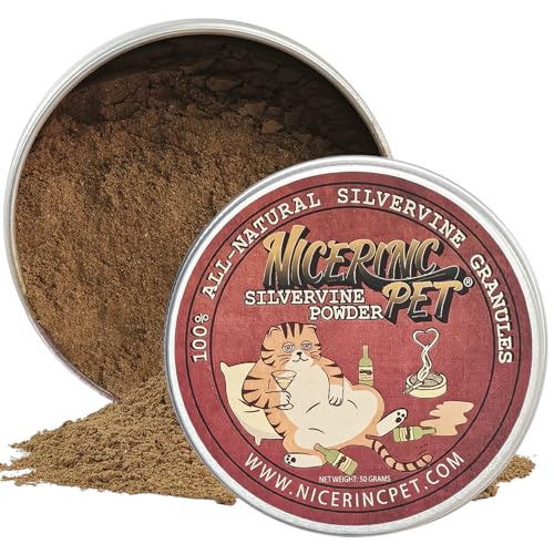 NICERINC PET Silver Vine Powder, Organic Gall Fruit Powder(Matatabi), 100% Natural Catnip Alternative, Refillable Catnip Toys for Cats & Kittens, 50 Grams?1.8 OZ? of Powder