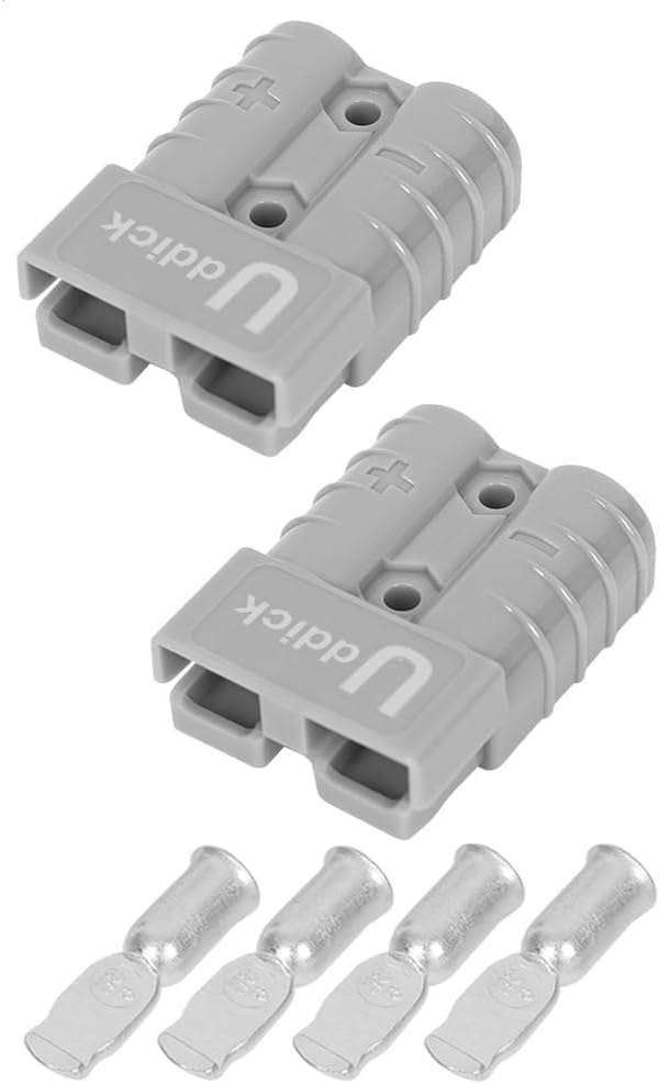 2PCs 50 Amp Battery Quick Disconnect Connector, 10-12 AWG Battery Cable Connector, Quick Connect Wire Harness Plug Connector for Towing Winch, 12-24V, Grey,