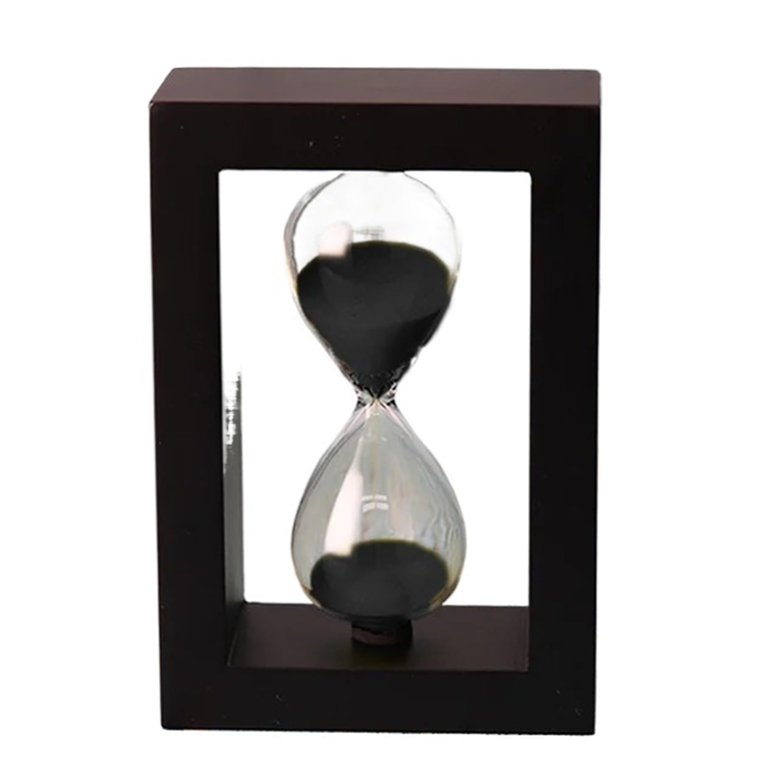 Wooden Hourglass Timer, Hourglass Sand Timer Wooden Clock Frame Glass Ornament Multicolor 5/15/30 min(Black,30 min)