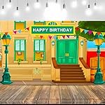 Photography Backdrop Happy Birthday Cartoon Street Theme Brick Wall Children Photography Background Birthday PartyPhotography Studio Props Vinyl (7x5ft) - Image 4