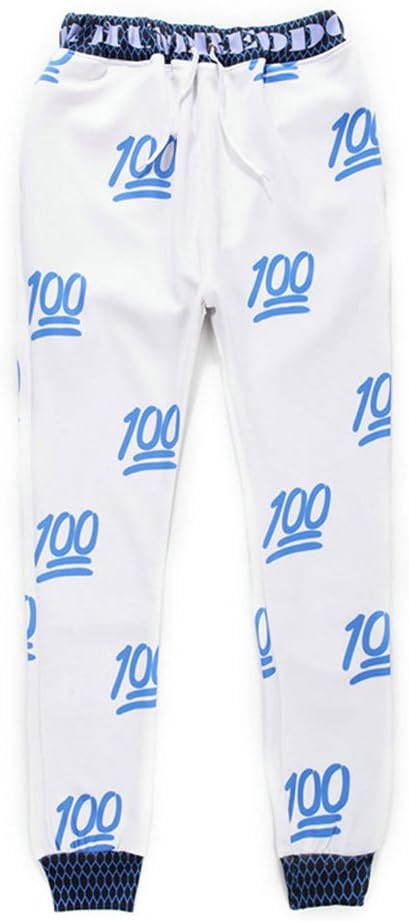 Womens Emoji Expression 3d Sweatpants Hipster Unisex Joggers (Small, Blue)