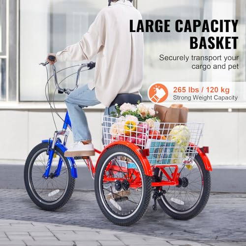 Image of VEVOR Folding Adult Tricycle,Adult Folding Trikes, 3 Wheel Cruiser Bike with Large Basket & Adjustable Seat, Shopping Picnic Foldable Tricycles for Women, Men, Seniors