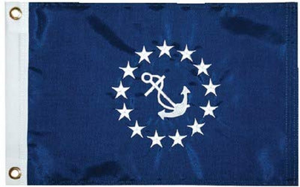 TaylorMade 93076 Nylon Officer Flag, 12" x 18" - Commodore , Blue