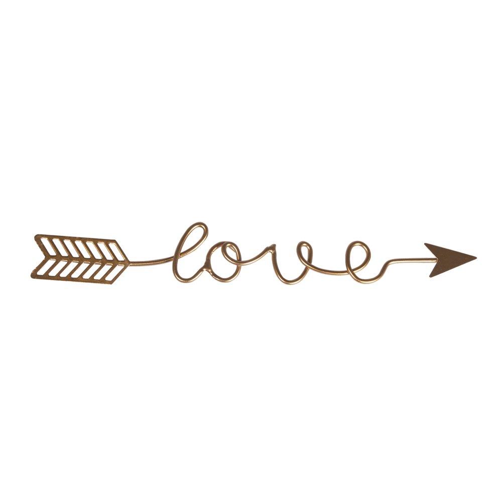 Rayher Gold Hobby Wire Love Arrow Sign For Crafting And Wreath Making, En Love Letters For Wedding Decorations, Wall Art Lettering, 24X3.2cm, 46199616
