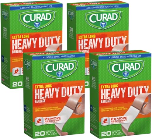 Curad Heavy Duty Bandage Extra Long, 75 x 4.75, 20 Count, Pack of 4