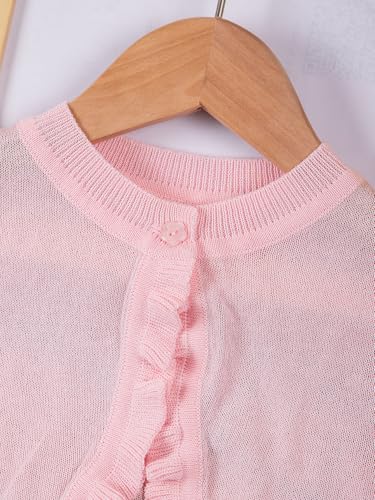 Image of Danny D Toddler Girls Open Front Shrug Cardigan Children Knit Long Sleeve Bolero with Button Closure for 2Years-7Years